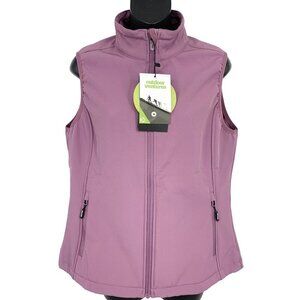Outdoor Ventures Women Fleece-Lined Vest Medium Pocket Collar Zipper Purple New